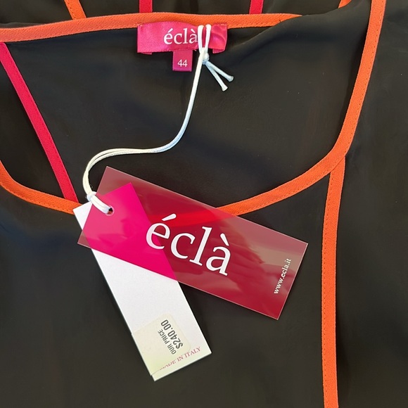 NWT Ecla made in Italy black sleeveless blouse with overlapping panels - Picture 9 of 12